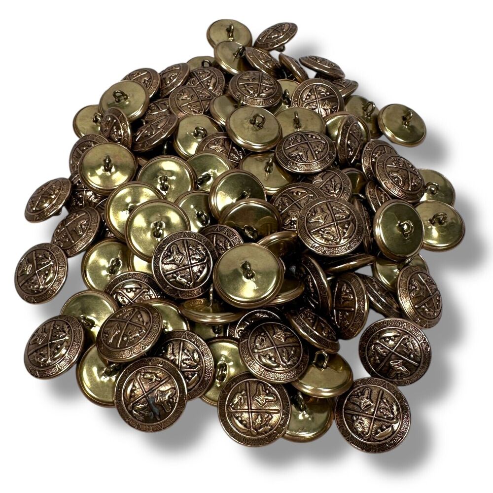 Vintage Royal Blackheath Golf Club Buttons Lot of 115 Gold Tone Brass Metal